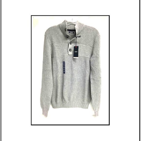 New Men's Izod 4-button Gray Sweater M